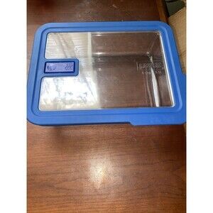 VINTAGE PYREX STORAGE 6 CUP #7211 RECTANGULAR GLASS BOWL 1.5 L WITH BLUE LID